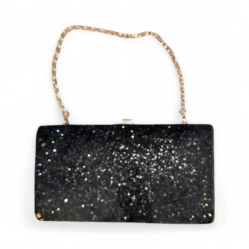 Elegant Black Glitter Clutch
